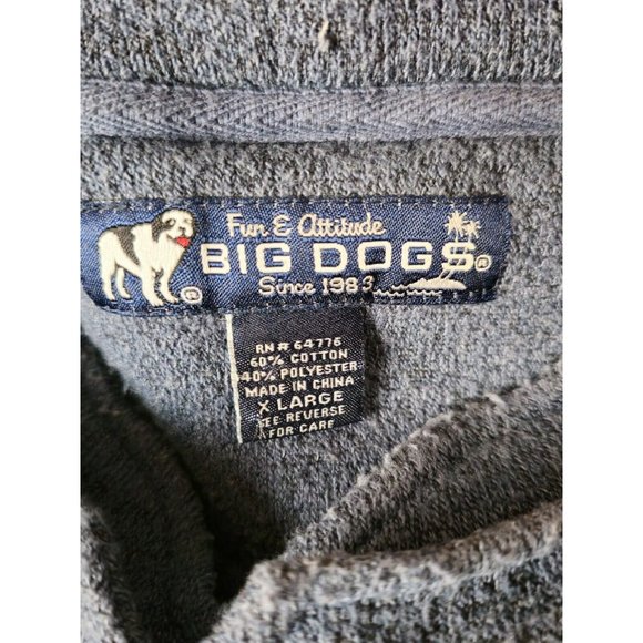 VINTAGE Big Dogs Fleece Sweatshirt Men XL Blue Heavy Knit Embroidered Logo - Picture 6 of 9